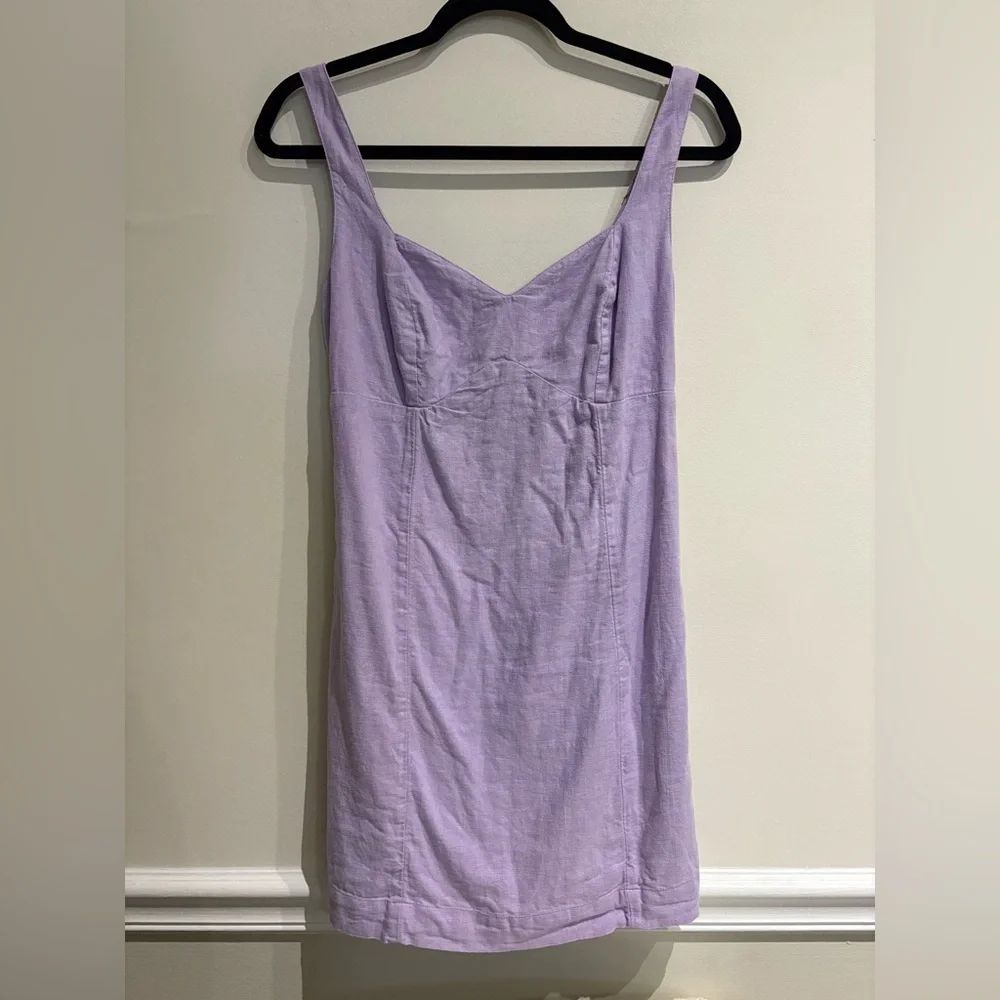 Abercrombie Corset Seamed Linen Blend Mini Dress Lavender Purple Size Small - Picture 6 of 10